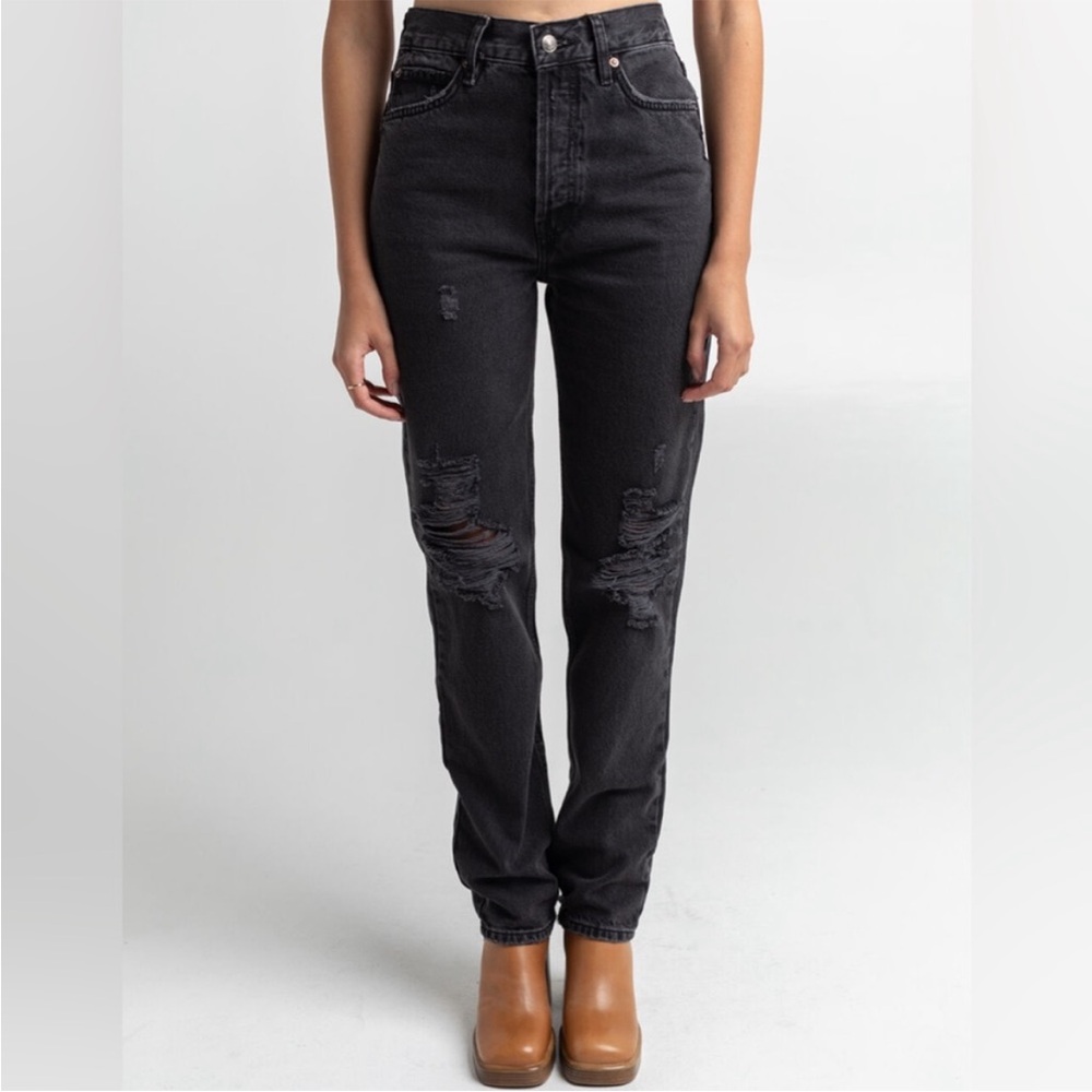 We The Free 28 Jeans Lasso distressed washed black high rise Free People NWT